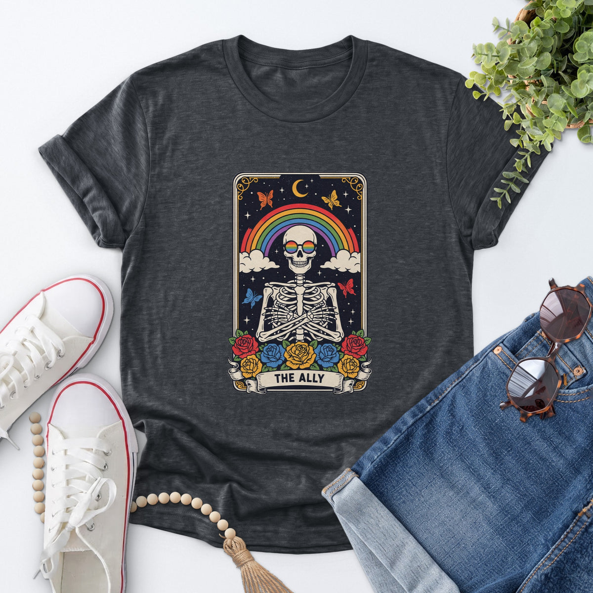 The Ally Skeleton Tee — Dark Heather