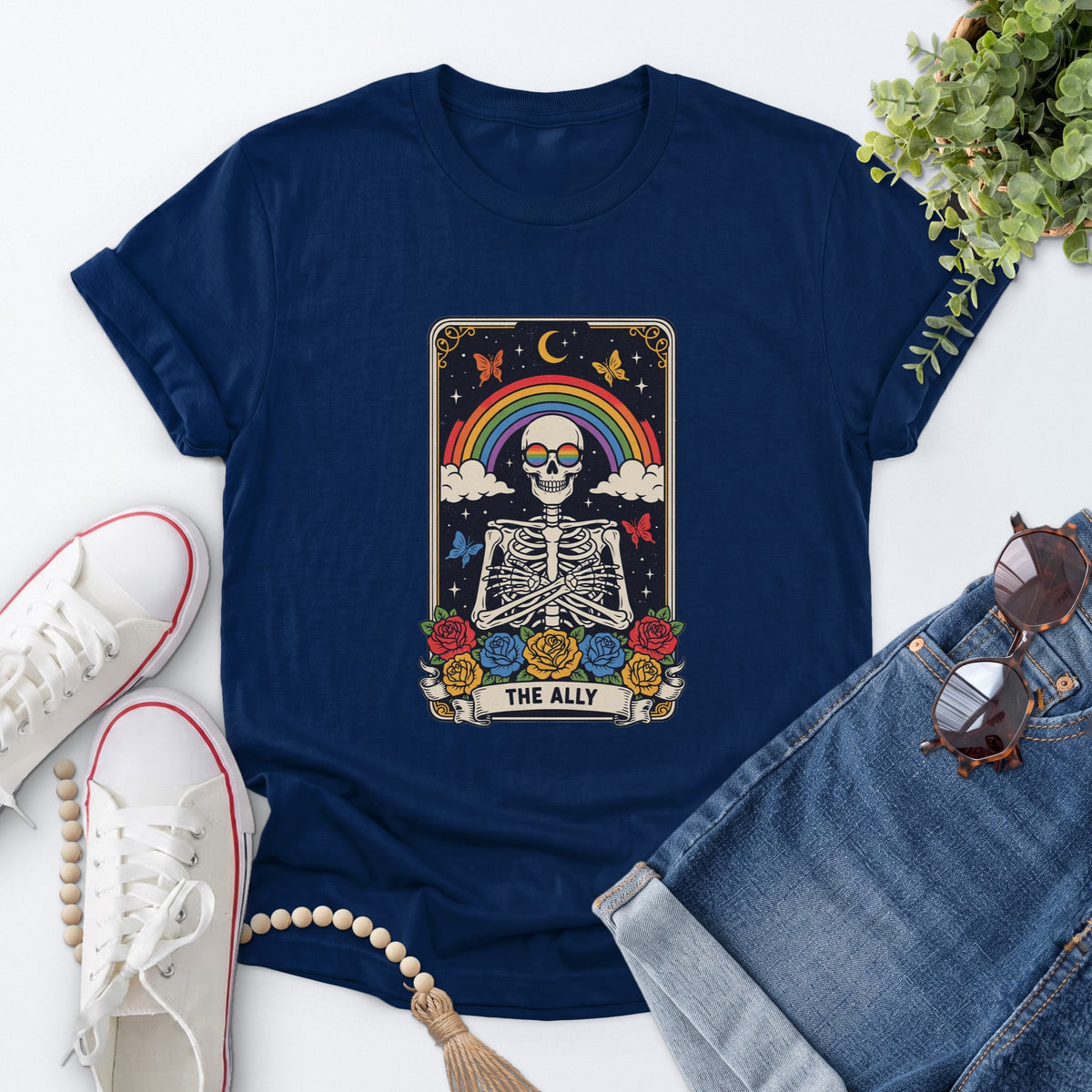 The Ally Skeleton Tee — Navy