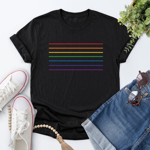 Rainbow Line Pride Tee — Black