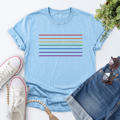 Rainbow Line Pride Tee — Light Blue