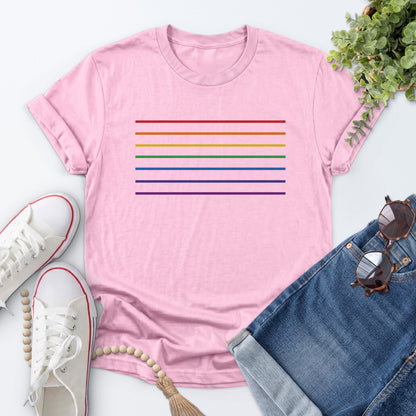Rainbow Line Pride Tee — Light Pink