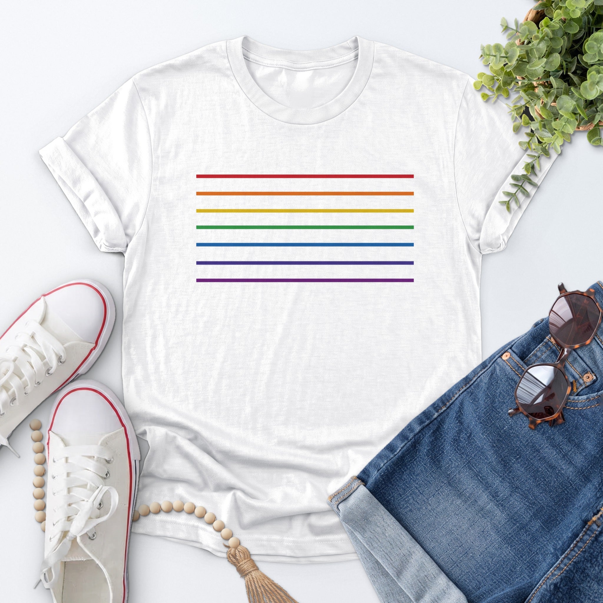 Rainbow Line Pride Tee — White